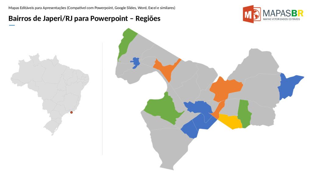 Bairros de Japeri/RJ em PowerPoint - Mapas BR